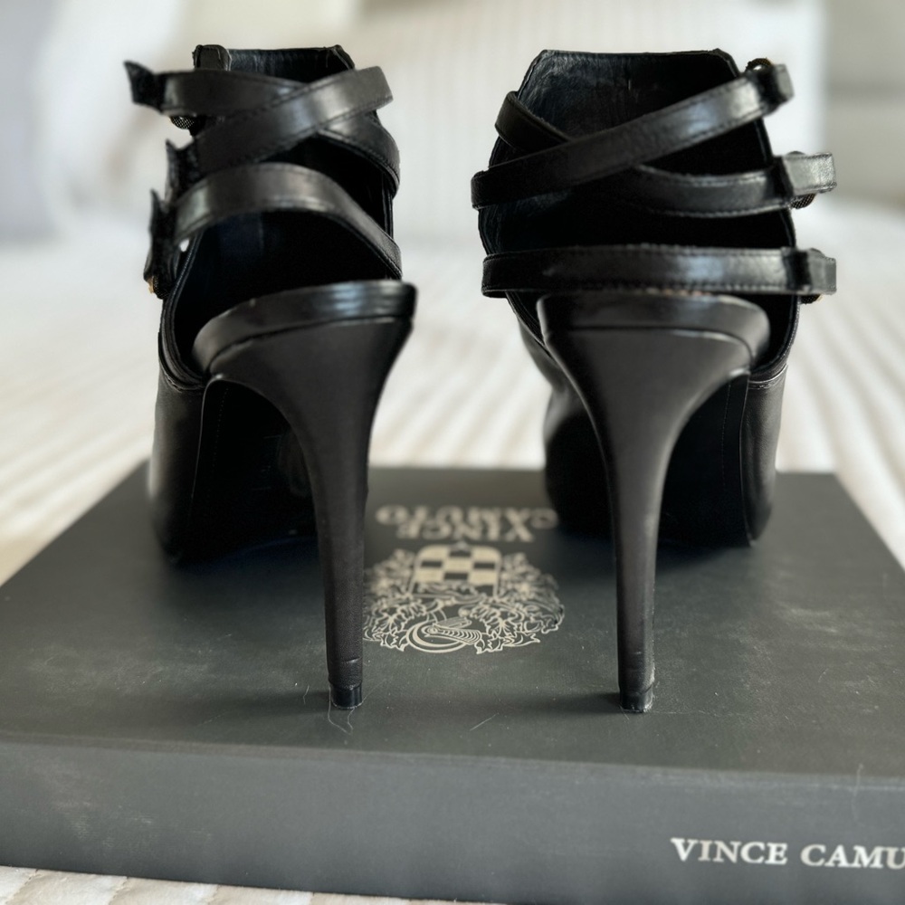 Vince Camutto black leather slingback high heels - Picture 5 of 8